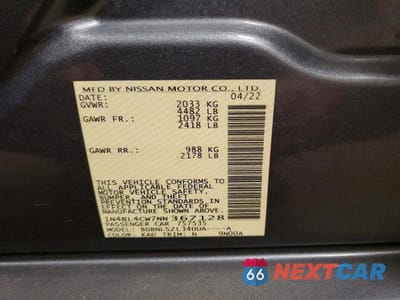Zdjęcie 13 z 13 samochodu: 2022 NISSAN ALTIMA SR VIN:1N4BL4CW7NN367128 - miniatura