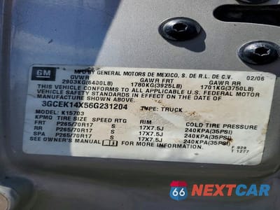 Zdjęcie 12 z 12 samochodu: 2006 CHEVROLET SILVERADO K1500 VIN:3GCEK14X56G231204 - miniatura