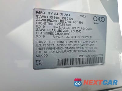 Zdjęcie 12 z 12 samochodu: 2022 AUDI Q5 PREMIUM PLUS 45 VIN:WA1EAAFY7N2117778 - miniatura