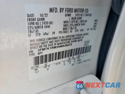 Zdjęcie 14 z 14 samochodu: 2022 FORD MUSTANG MACH-E SELECT VIN:3FMTK1RM3NMA58476 - miniatura