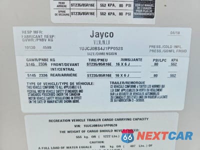 Zdjęcie 10 z 10 samochodu: 2018 JAYCO EAGLE HT CAMPER VIN:1UJCJ0BS4J1PP0528 - miniatura