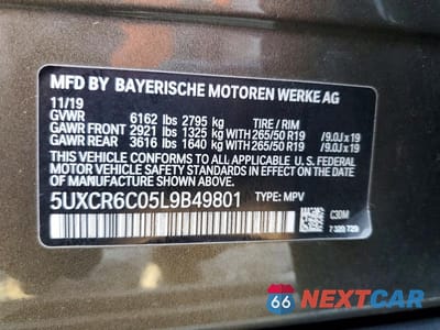 Zdjęcie 13 z 13 samochodu: 2020 BMW X5 XDRIVE40I VIN:5UXCR6C05L9B49801 - miniatura