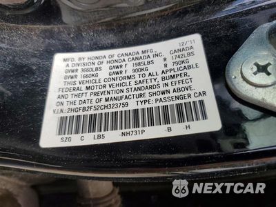Zdjęcie 12 z 12 samochodu: 2012 HONDA CIVIC LX VIN:2HGFB2F52CH323759 - miniatura