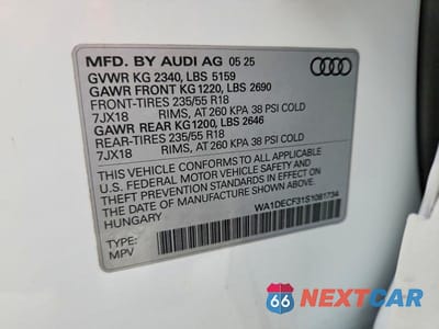 Zdjęcie 14 z 14 samochodu: 2025 AUDI Q3 PREMIUM S LINE 45 VIN:WA1DECF31S1081734 - miniatura