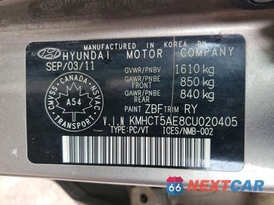 Zdjęcie 12 z 12 samochodu: 2012 HYUNDAI ACCENT GS VIN:KMHCT5AE8CU020405 - miniatura