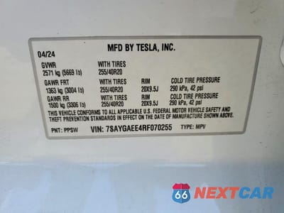 Zdjęcie 13 z 13 samochodu: 2024 TESLA MODEL Y VIN:7SAYGAEE4RF070255 - miniatura