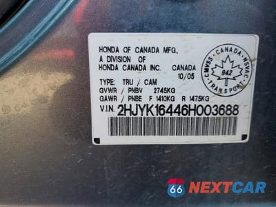 Zdjęcie 13 z 13 samochodu: 2006 HONDA RIDGELINE RTS VIN:2HJYK16446H003688 - miniatura
