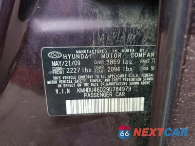 Zdjęcie 12 z 12 samochodu: 2009 HYUNDAI ELANTRA GLS VIN:KMHDU46D29U784979 - miniatura