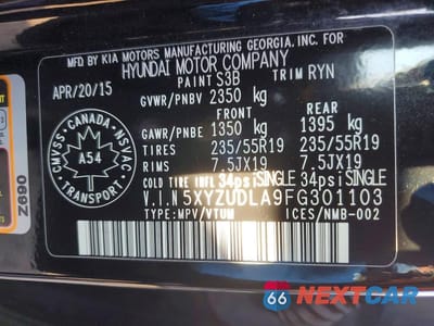 Zdjęcie 13 z 13 samochodu: 2015 HYUNDAI SANTA FE SPORT 2.0T VIN:5XYZUDLA9FG301103 - miniatura