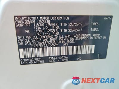 Zdjęcie 13 z 13 samochodu: 2018 TOYOTA RAV4 LE VIN:JTMZFREV3JJ153689 - miniatura