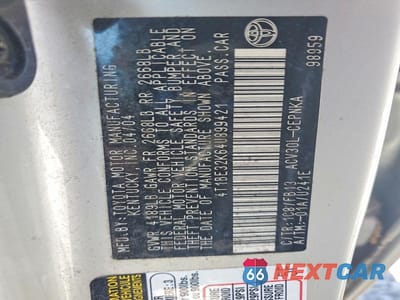 Zdjęcie 12 z 12 samochodu: 2004 TOYOTA CAMRY LE VIN:4T1BE32K64U899421 - miniatura