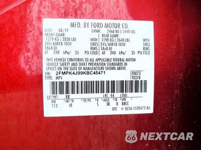 Zdjęcie 13 z 13 samochodu: 2019 FORD EDGE VIN:2FMPK4J99KBC45471 - miniatura