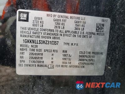 Zdjęcie 13 z 13 samochodu: 2017 GMC ACADIA SLE VIN:1GKKNLLS3HZ310857 - miniatura