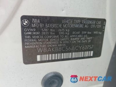 Zdjęcie 12 z 12 samochodu: 2010 BMW 750 LI VIN:WBAKB8C56ACY62757 - miniatura