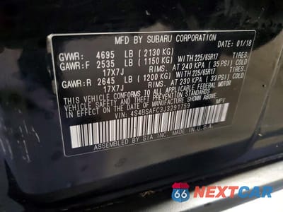 Zdjęcie 13 z 13 samochodu: 2018 SUBARU OUTBACK 2.5I PREMIUM VIN:4S4BSAFC3J3291759 - miniatura