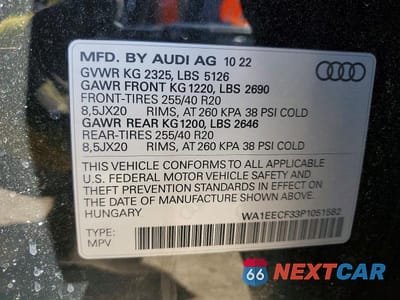 Zdjęcie 13 z 13 samochodu: 2023 AUDI Q3 PREMIUM PLUS S LINE 45 VIN:WA1EECF33P1051582 - miniatura