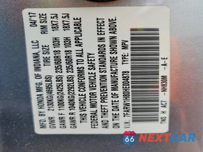 Zdjęcie 13 z 13 samochodu: 2017 HONDA CR-V EXL VIN:7FARW1H80HE004878 - miniatura