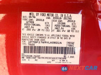 Zdjęcie 12 z 12 samochodu: 1997 FORD F150 VIN:1FTDF1769VLA08314 - miniatura