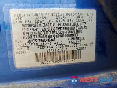 Zdjęcie 13 z 13 samochodu: 2014 NISSAN VERSA NOTE S PLUS VIN:3N1CE2CP0EL416940 - miniatura