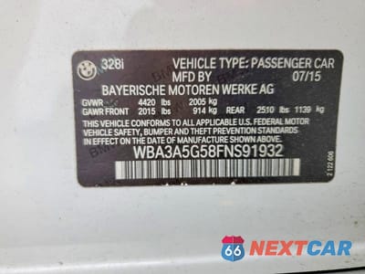 Zdjęcie 12 z 12 samochodu: 2015 BMW 328 I VIN:WBA3A5G58FNS91932 - miniatura