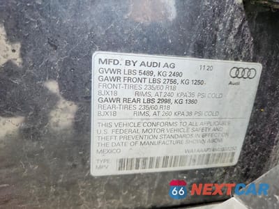 Zdjęcie 13 z 13 samochodu: 2021 AUDI Q5 PREMIUM VIN:WA1AAAFY4M2033253 - miniatura