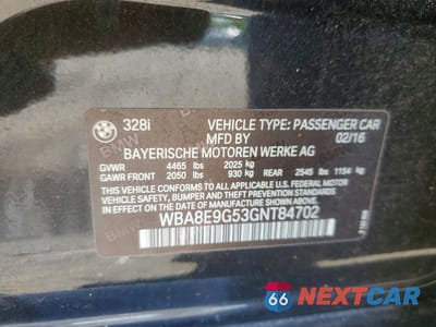 Zdjęcie 12 z 12 samochodu: 2016 BMW 328 I SULEV VIN:WBA8E9G53GNT84702 - miniatura