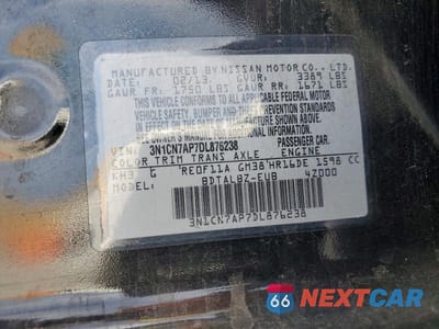 Zdjęcie 12 z 12 samochodu: 2013 NISSAN VERSA 1.6 S VIN:3N1CN7AP7DL876238 - miniatura