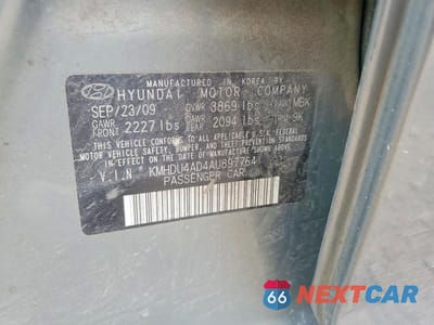 Zdjęcie 12 z 12 samochodu: 2010 HYUNDAI ELANTRA VIN:KMHDU4AD4AU897764 - miniatura