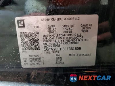 Zdjęcie 12 z 12 samochodu: 2018 GMC SIERRA K1500 VIN:1GTV2LEH3JZ361509 - miniatura