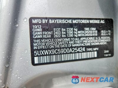 Zdjęcie 13 z 13 samochodu: 2013 BMW X3 XDRIVE28I VIN:5UXWX9C59D0A25424 - miniatura
