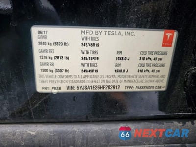 Zdjęcie 12 z 12 samochodu: 2017 TESLA MODEL S VIN:5YJSA1E26HF202912 - miniatura