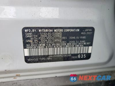 Zdjęcie 14 z 14 samochodu: 2022 MITSUBISHI OUTLANDER SEL VIN:JA4J3VA88NZ092288 - miniatura