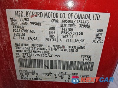 Zdjęcie 12 z 12 samochodu: 2003 FORD F150 VIN:2FTRF17W23CA31799 - miniatura