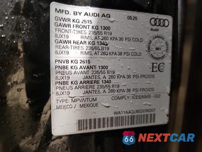 Zdjęcie 14 z 14 samochodu: 2025 AUDI Q5 PREMIUM VIN:WA11AAGU6S2035207 - miniatura