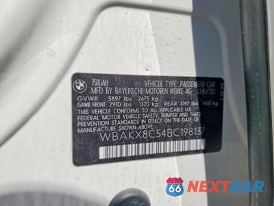 Zdjęcie 12 z 12 samochodu: 2011 BMW 750 LI VIN:WBAKX8C54BC198137 - miniatura