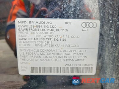Zdjęcie 12 z 12 samochodu: 2018 AUDI Q3 PREMIUM PLUS VIN:WA1JCCFS1JR016222 - miniatura