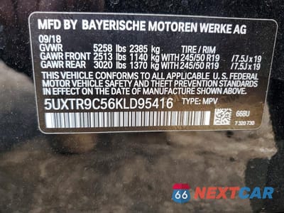 Zdjęcie 12 z 12 samochodu: 2019 BMW X3 XDRIVE30I VIN:5UXTR9C56KLD95416 - miniatura