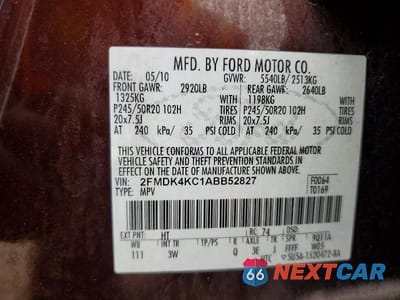 Zdjęcie 13 z 13 samochodu: 2010 FORD EDGE LIMITED VIN:2FMDK4KC1ABB52827 - miniatura