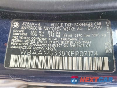 Zdjęcie 13 z 13 samochodu: 1999 BMW 3 SERIES VIN:WBAAM5338XFR07174 - miniatura