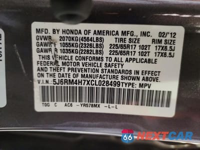 Zdjęcie 14 z 14 samochodu: 2012 HONDA CR-V EXL VIN:5J6RM4H7XCL028499 - miniatura