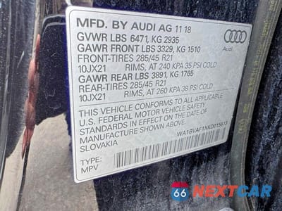 Zdjęcie 10 z 10 samochodu: 2019 AUDI Q8 PREMIUM PLUS VIN:WA1BVAF1XKD015613 - miniatura