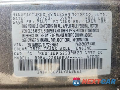 Zdjęcie 12 z 12 samochodu: 2020 NISSAN SENTRA SV VIN:3N1AB8CV1LY262661 - miniatura
