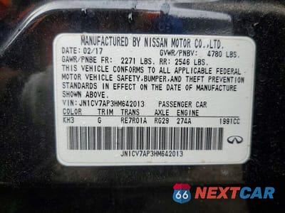 Zdjęcie 12 z 12 samochodu: 2017 INFINITI Q50 2.0T VIN:JN1CV7AP3HM642013 - miniatura