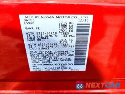 Zdjęcie 13 z 13 samochodu: 2016 NISSAN PATHFINDER SV VIN:5N1AR2MM6GC610850 - miniatura