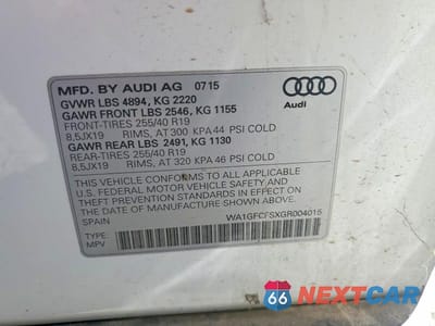 Zdjęcie 13 z 13 samochodu: 2016 AUDI Q3 PRESTIGE VIN:WA1GFCFSXGR004015 - miniatura