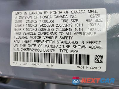 Zdjęcie 13 z 13 samochodu: 2020 HONDA CRV AWD VIN:2HKRW2H98LH630179 - miniatura