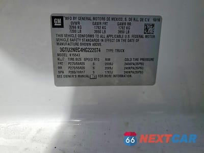 Zdjęcie 12 z 12 samochodu: 2017 GMC SIERRA K1500 SLT VIN:3GTU2NEC4HG222074 - miniatura