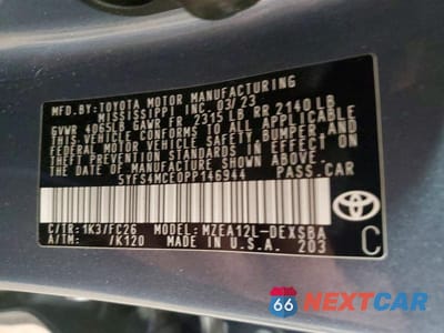 Zdjęcie 12 z 12 samochodu: 2023 TOYOTA COROLLA SE VIN:5YFS4MCE0PP146944 - miniatura