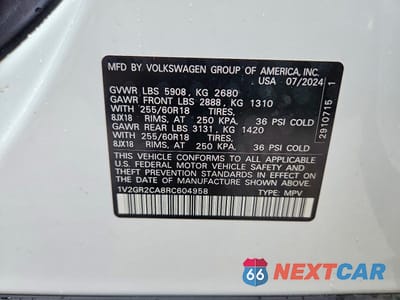 Zdjęcie 13 z 13 samochodu: 2024 VOLKSWAGEN ATLAS PEAK EDITION SEL VIN:1V2GR2CA8RC604958 - miniatura