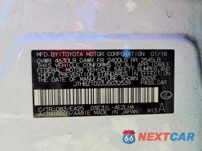 Zdjęcie 13 z 13 samochodu: 2018 LEXUS IS 350 VIN:JTHBZ1D23J5032539 - miniatura